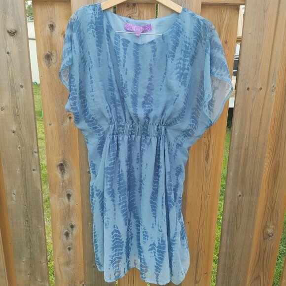 BEAUTIFUL Shibori tie dye Summer Dress Woman's Size 14 Jolie BNWT - Picture 2 of 7